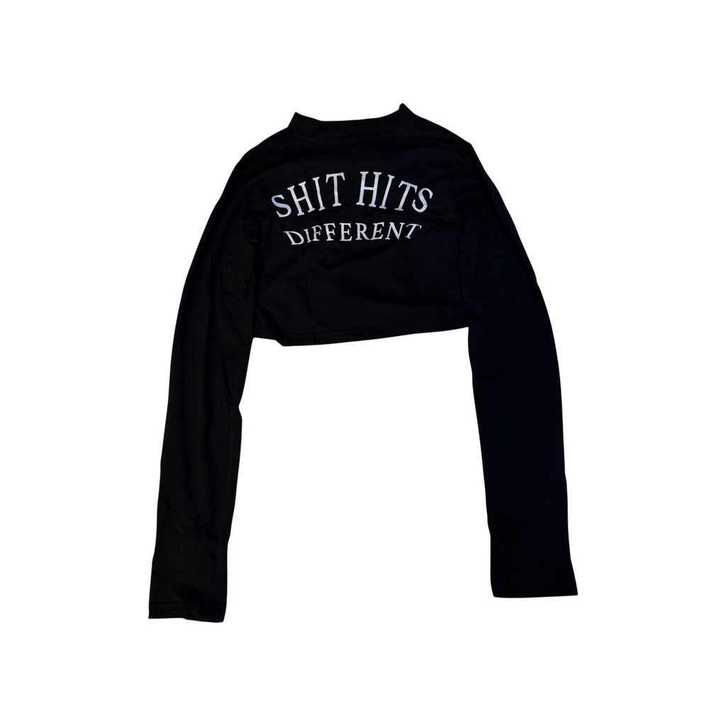 “Shit Hits Different” crop top